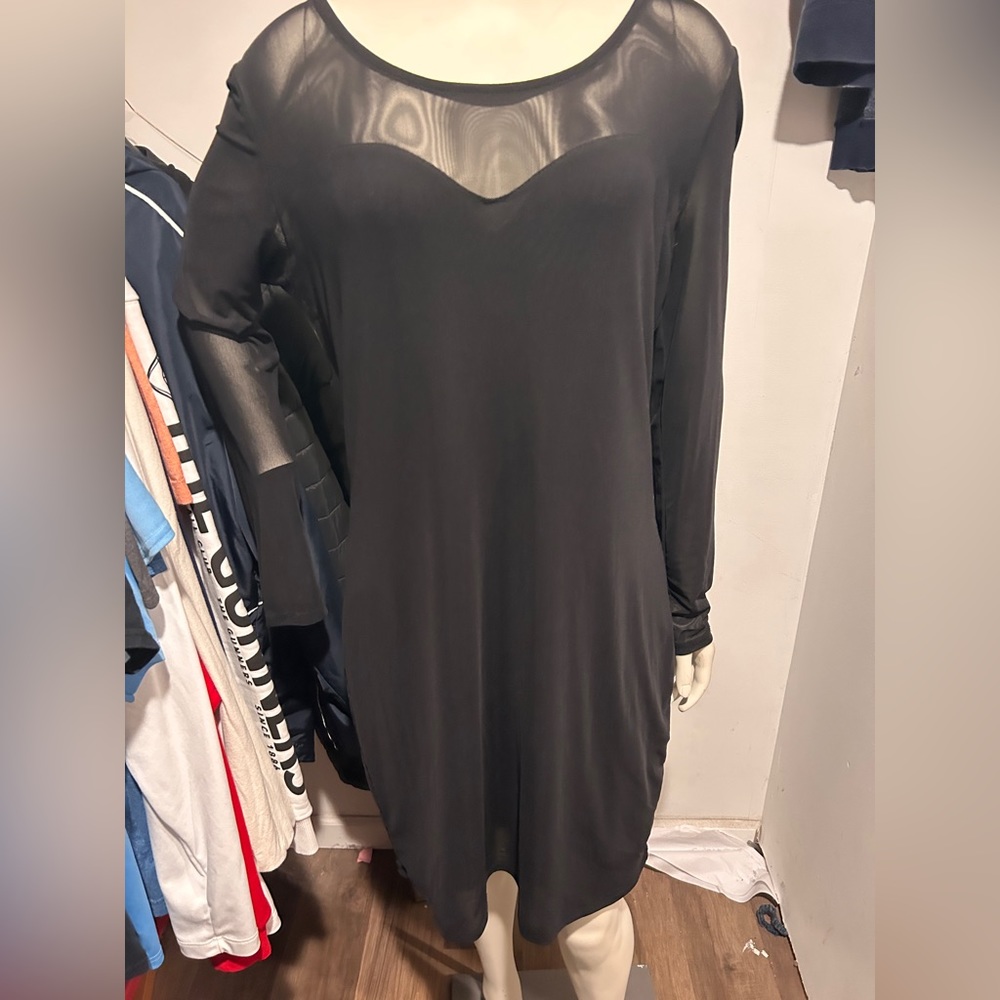 Black mesh bodycon dress